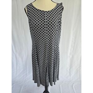 Perceptions‎ New York Dress Women's Large Black White Geometric Sleeveless